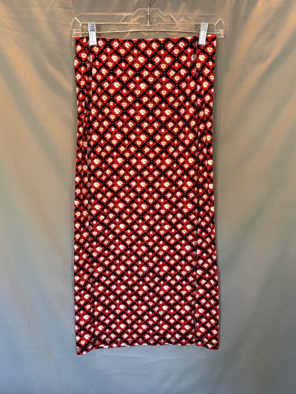 LOFT Petites Maxi Skirt with Elastic and 15" slit in Red pattern Size XXSP - NWT